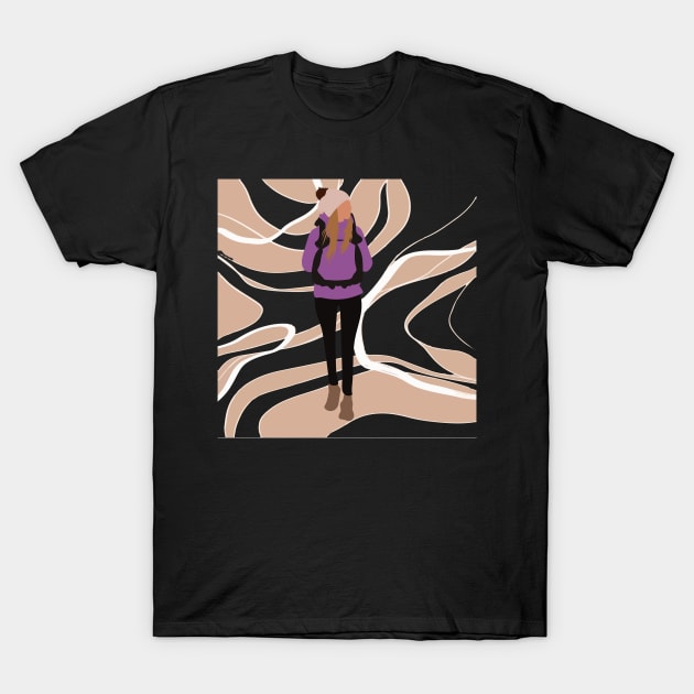 Woman on a hike T-Shirt by Art by Ergate